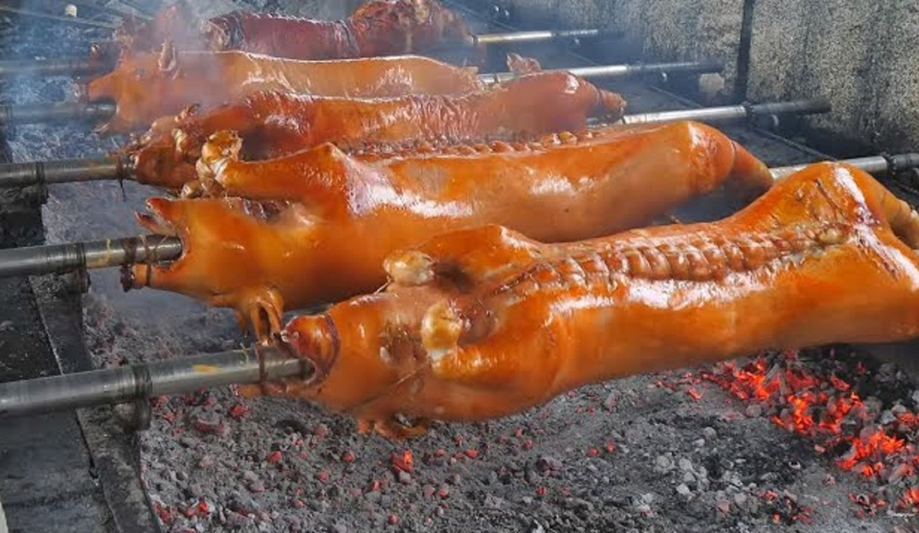 超燃的烤全猪盛宴~夏日绝美食物