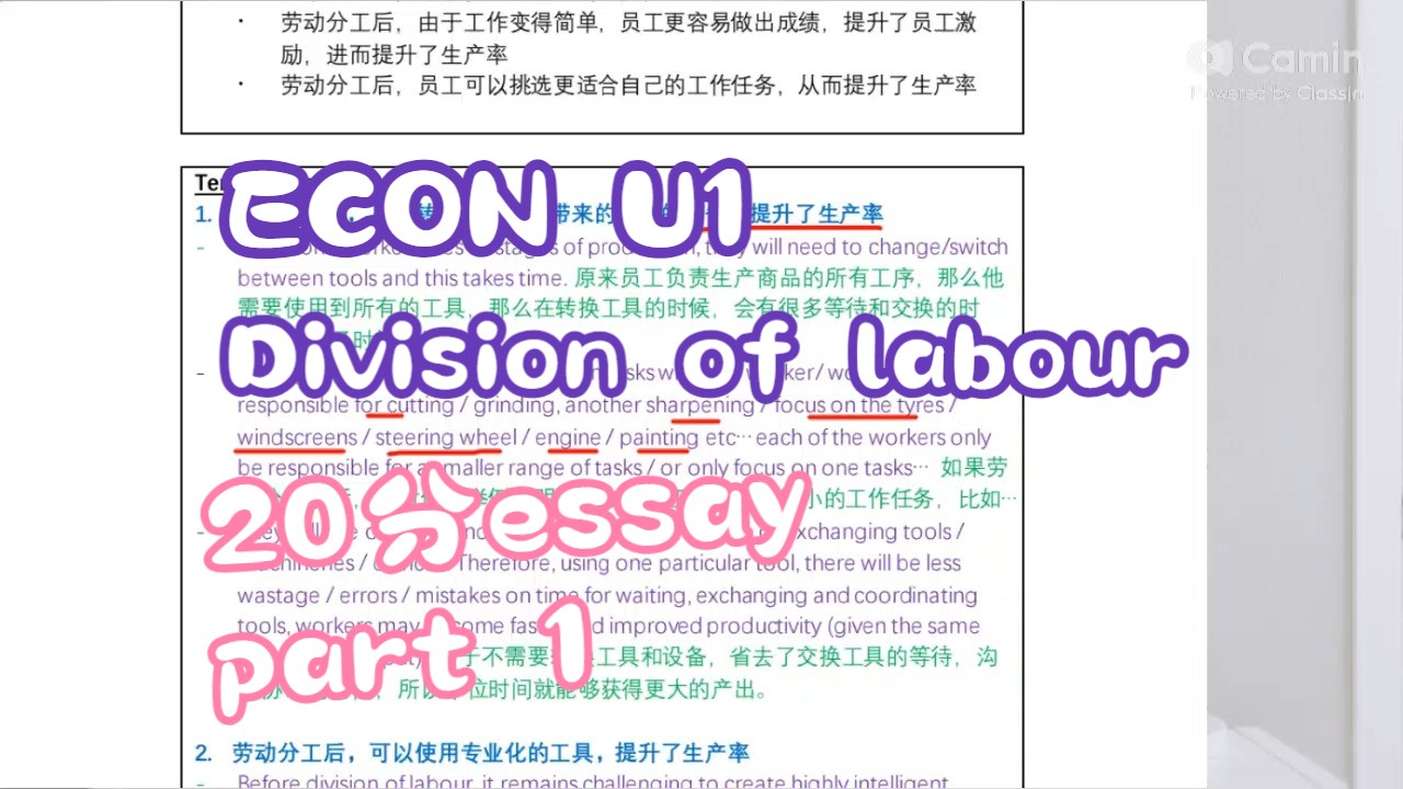 A level 经济U1 divison of labour  part 1哔哩哔哩bilibili