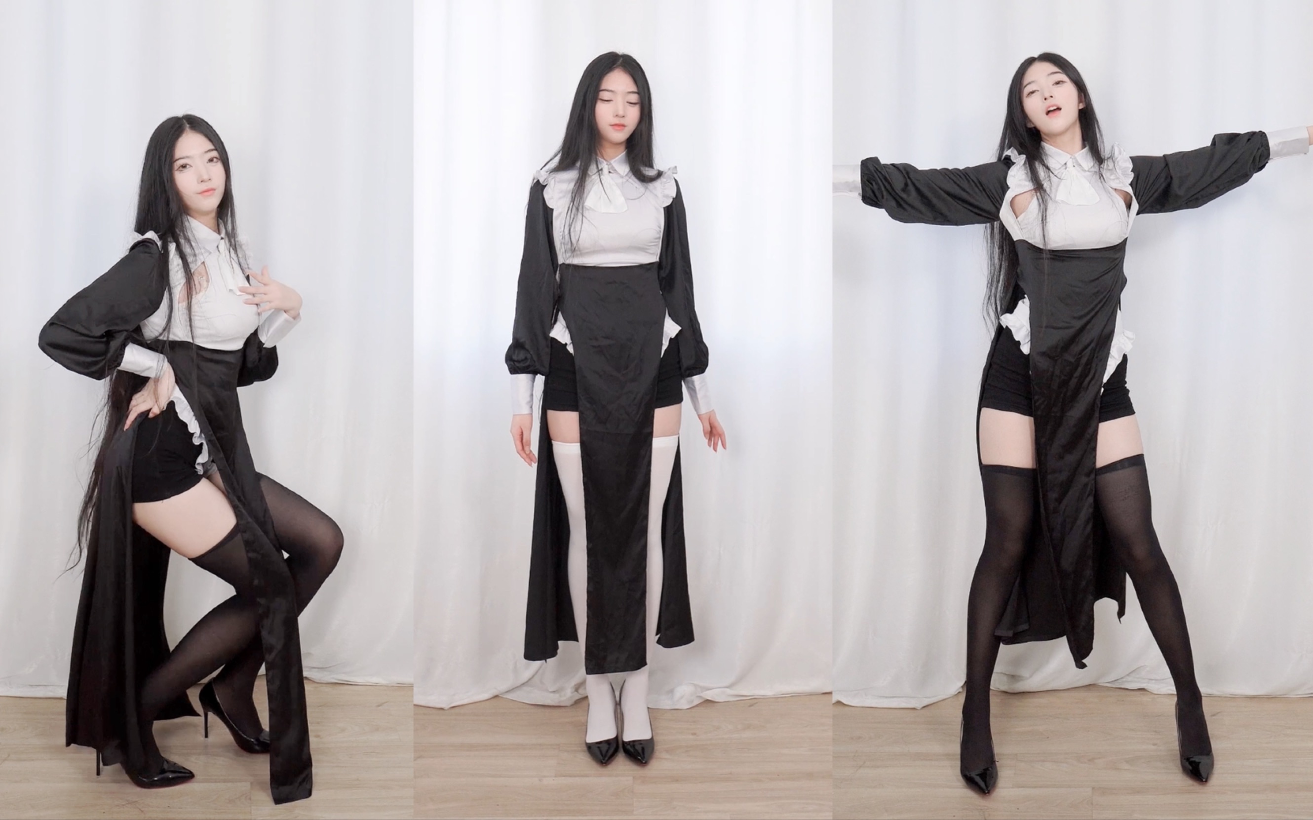 黑丝白丝一起有!修女cos