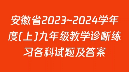 安徽省2023~2024学年度(上)九年级教学诊断练习各科试题及答案哔哩哔哩bilibili