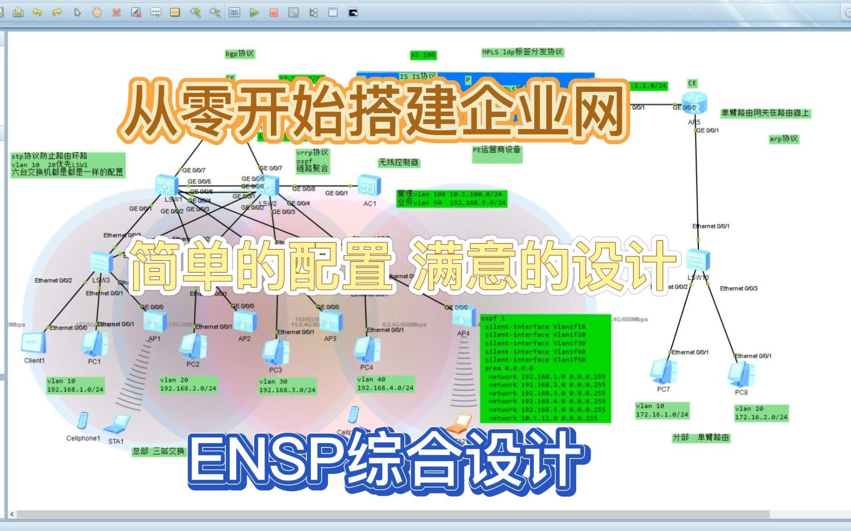 从零搭建基于ensp的企业局域网(最简单的配置)哔哩哔哩bilibili