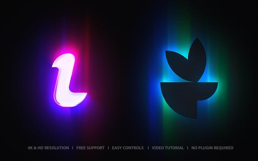 ae模板-极光炫光发光特效的动态logo片头模板标识品牌商品店铺标志 ae