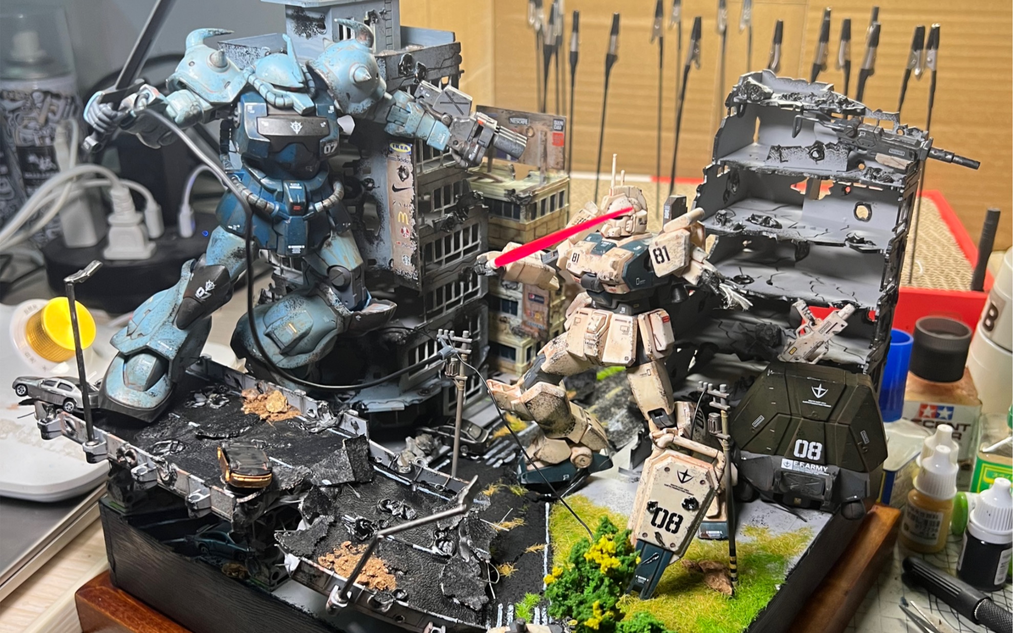 【机动战士高达第08ms小队】ez8vs古夫特装型场景模型成品