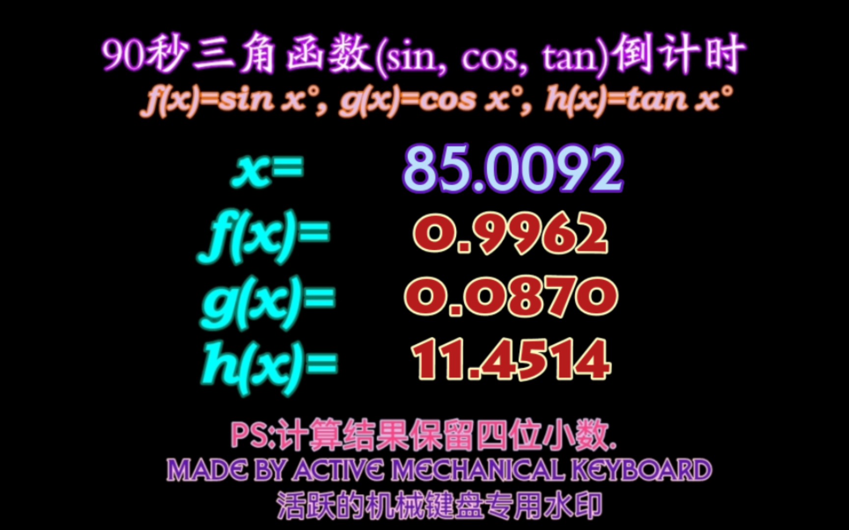 90秒三角函数(sin, cos, tan)倒计时哔哩哔哩bilibili