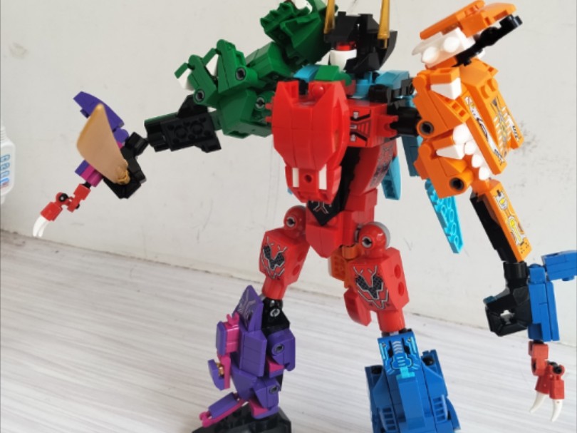 启蒙积木恐龙合体金刚,最强的组合金刚-"修罗王"