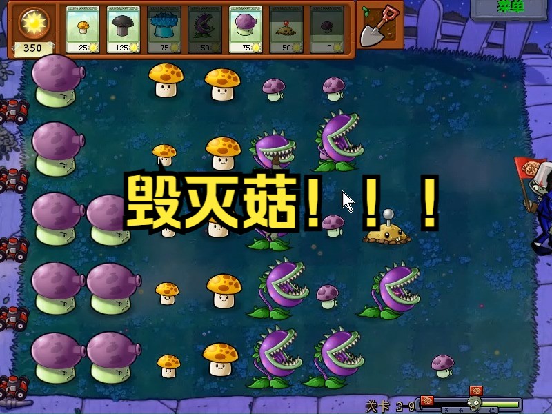 植物大战僵尸95版15,毁灭菇来喽!