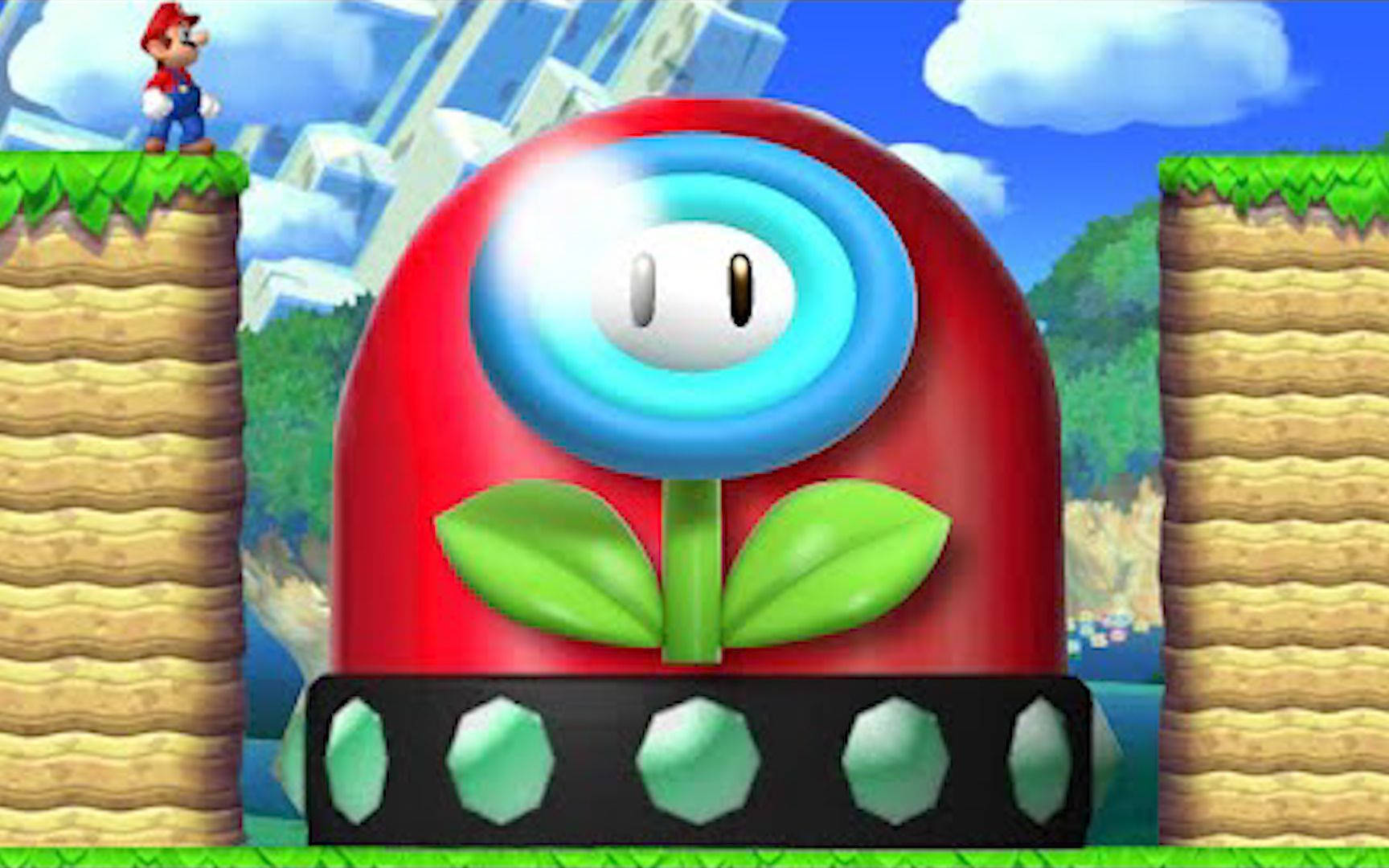 马里奥按下按键并收集999个冰花