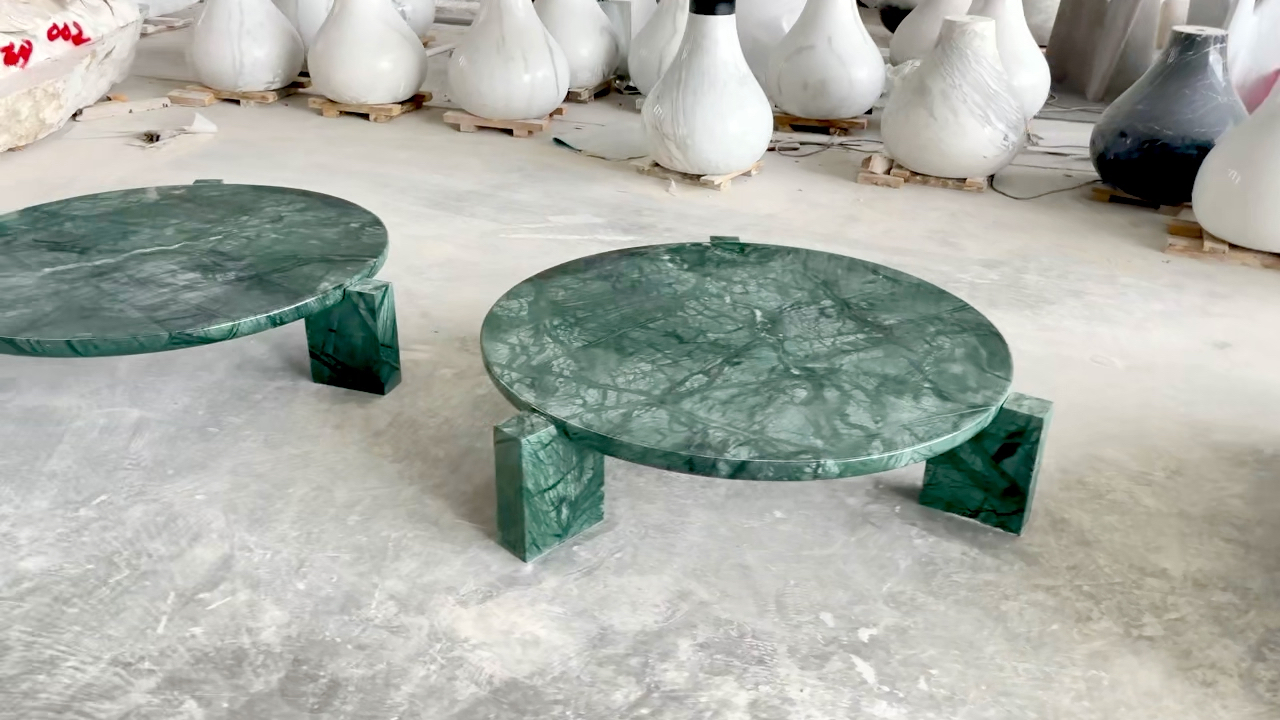 天然印度绿大理石空间不一样的一抹绿 高颜值茶几