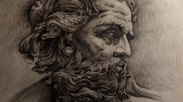 临摹素描海王波塞冬