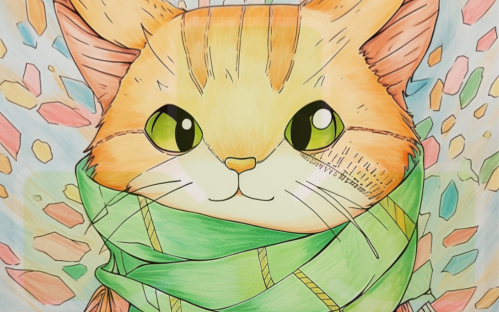 围巾小猫装饰画#广美视传考研 #广美版画考研 #广美插画考研 #深圳