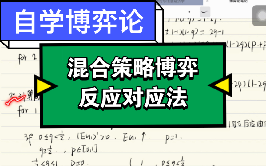 自学博弈论 混合策略博弈求解方法 反应对应法哔哩哔哩bilibili