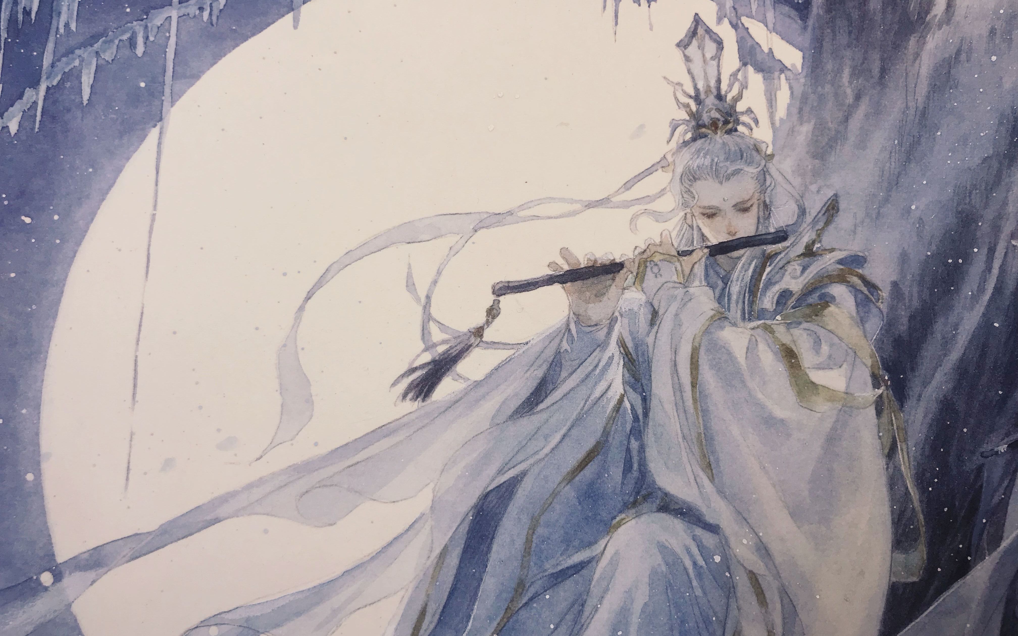 【水彩】仙路明道雪中灯-剑非道/剑非刀 绘制过程