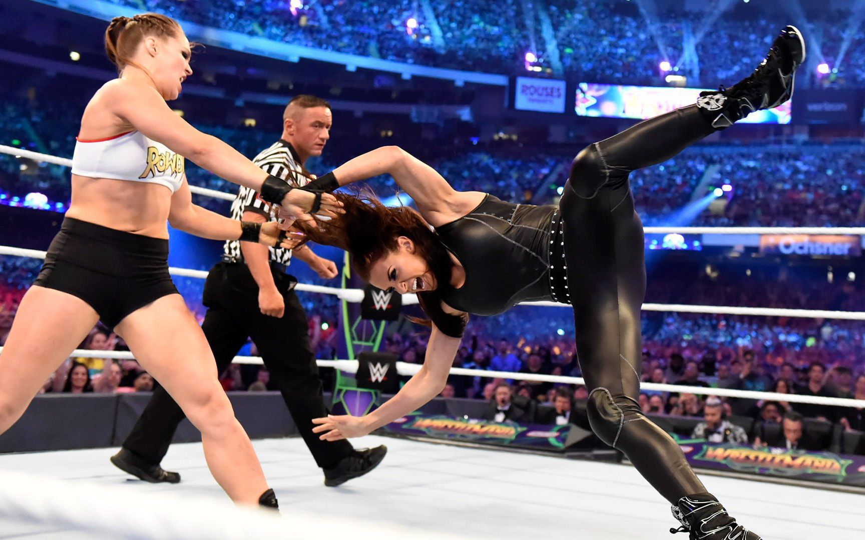 wwe_摔跤狂热 隆达罗西爆锤权利夫妇