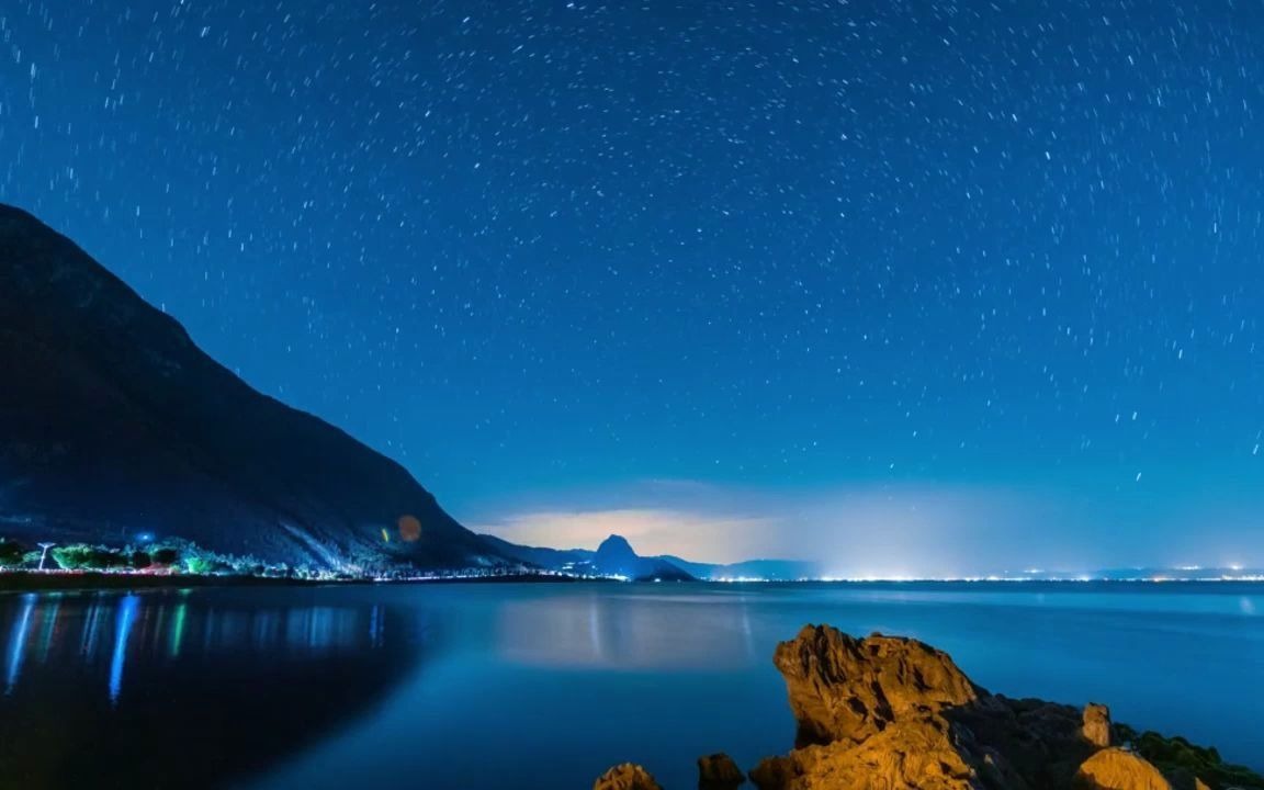 抚仙湖晚霞 星空