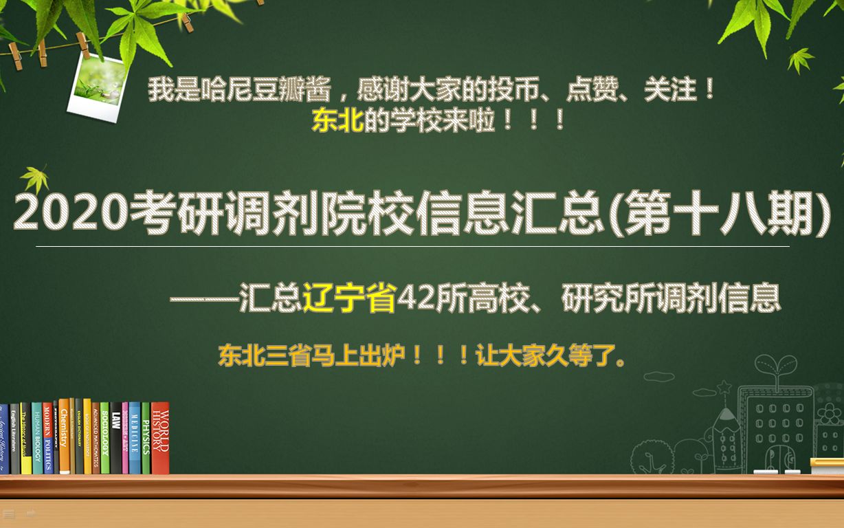 【持续更新】2020考研调剂院校信息汇总(第十八期)辽宁省42所高校、研究所的调剂信息.东北三省的学校陆续出炉,让大家久等了!!!哔哩哔哩bilibili