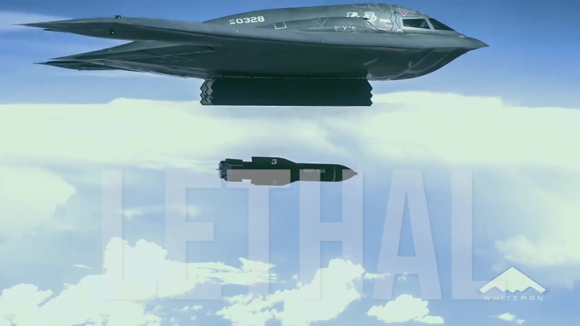 b-2轰炸机首次投掷mod重型钻地炸弹视频