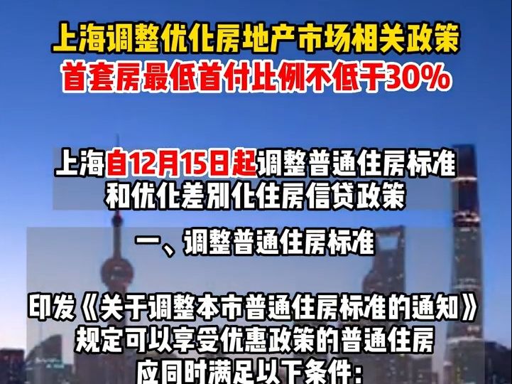 刚刚,上海调整优化房地产市场相关政策.哔哩哔哩bilibili