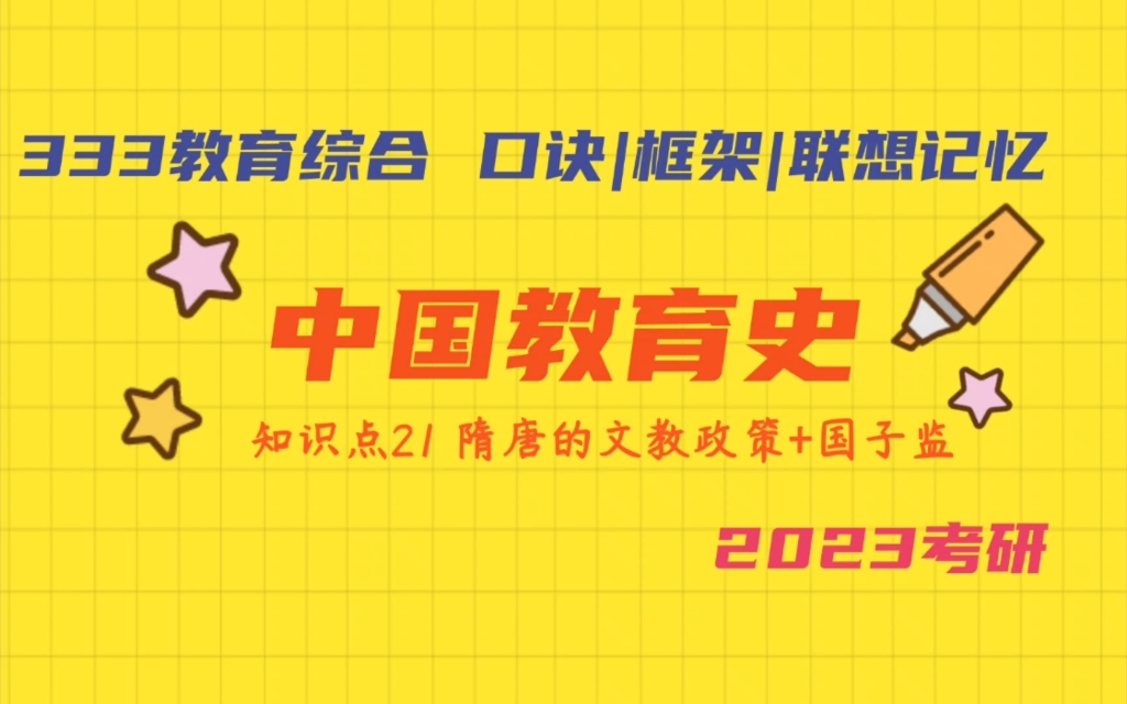 [图]333教育综合 2023考研 中国教育史带背 知识点:隋唐时期的文件政策 教育管理机构国子监