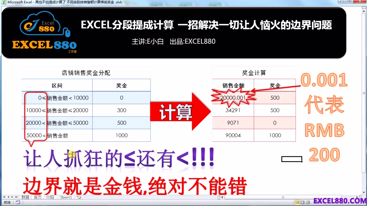 Excel奖金提成计算不用愁 一招解决让人恼火的边界问题哔哩哔哩bilibili