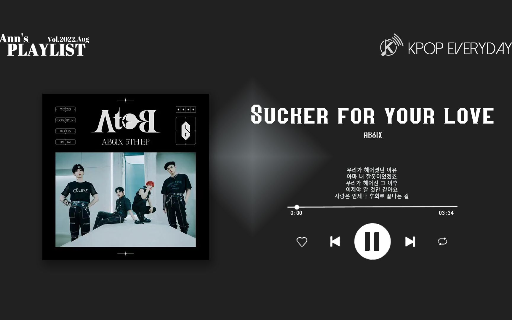 [图]【KPOP日推】|爱总是以遗憾告终|Sucker for your love - AB6IX|2022.8月刊0828