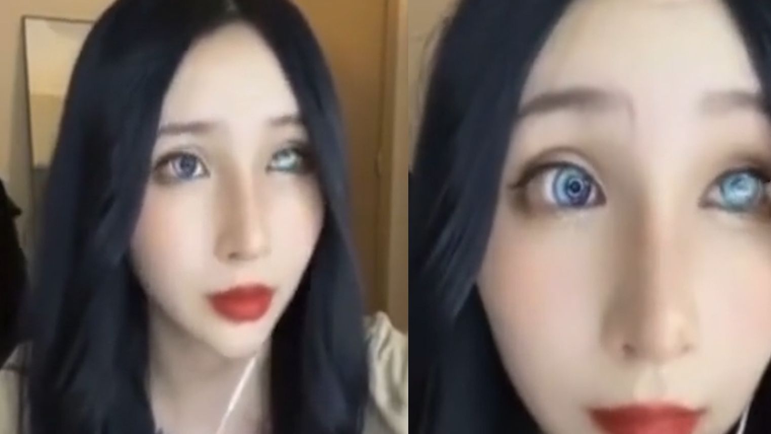 美女戴义眼拍视频被质疑蹭流量,被要求当场摘出眼珠证明:做不到