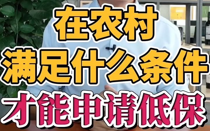 在农村,满足什么条件,才能申请低保?哔哩哔哩bilibili