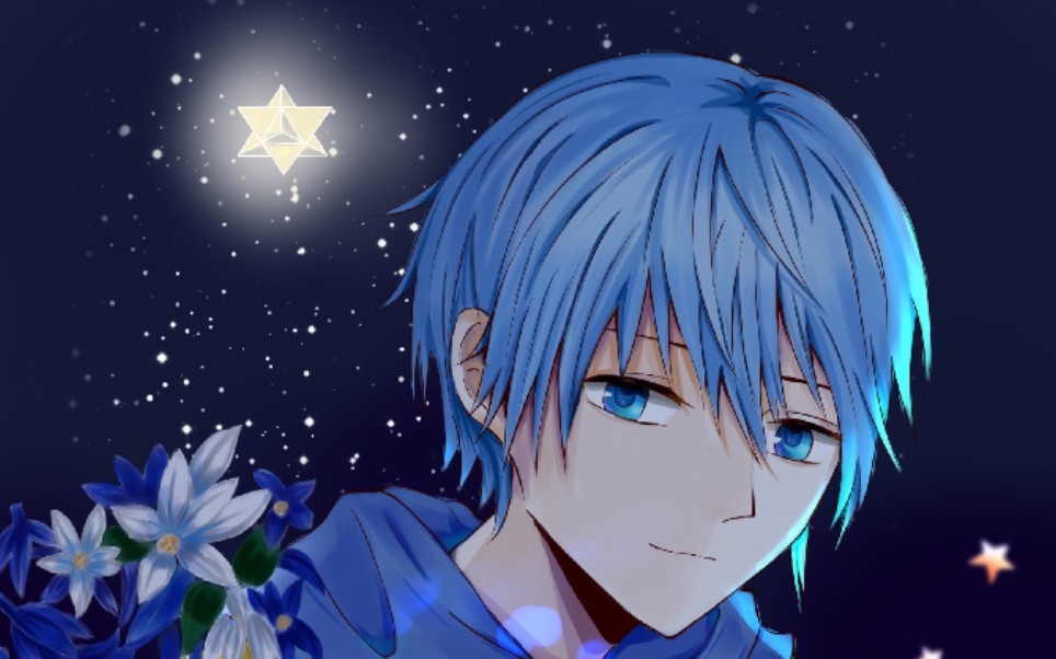 【板绘】kaito绘画过程 蓝色头发的男孩子