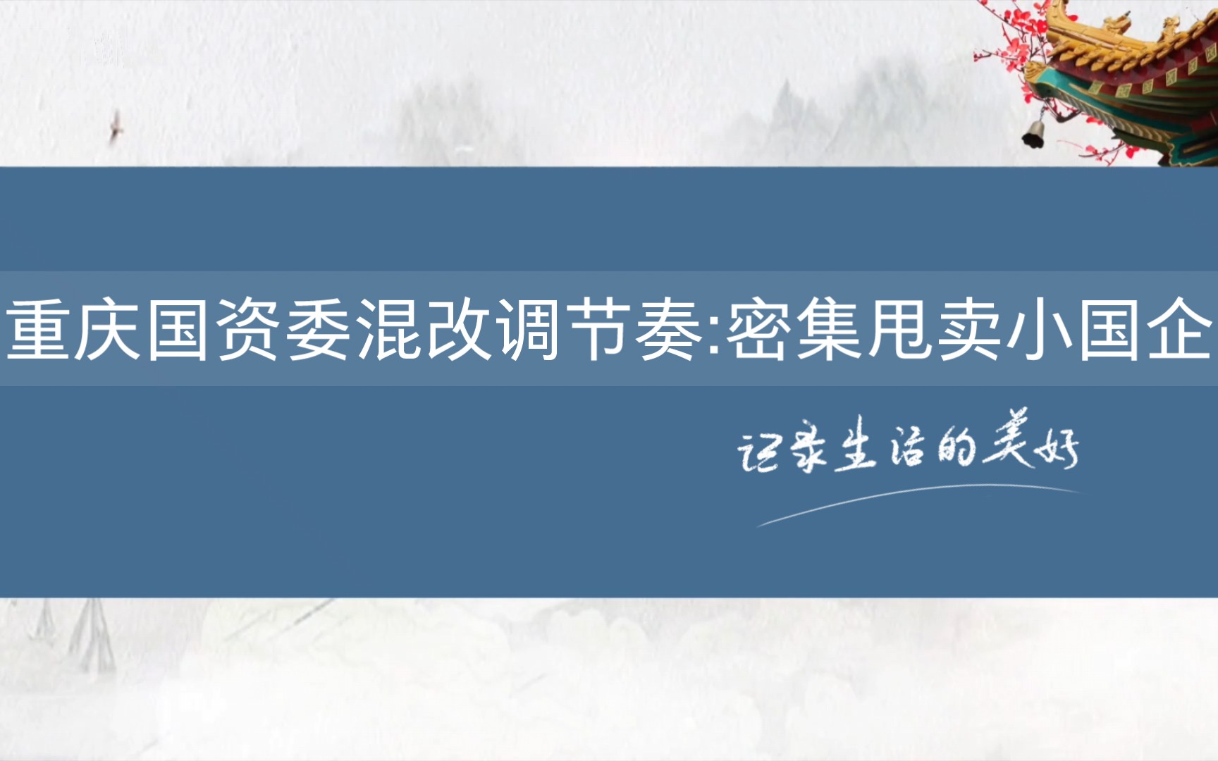 重庆国资委混改调节奏:密集甩卖小国企哔哩哔哩bilibili