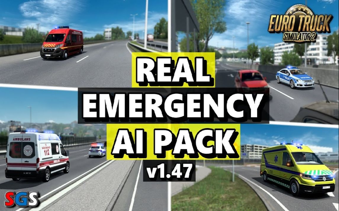 [图]【ETS2 1.47】真正的紧急救援AI车辆包v1.47