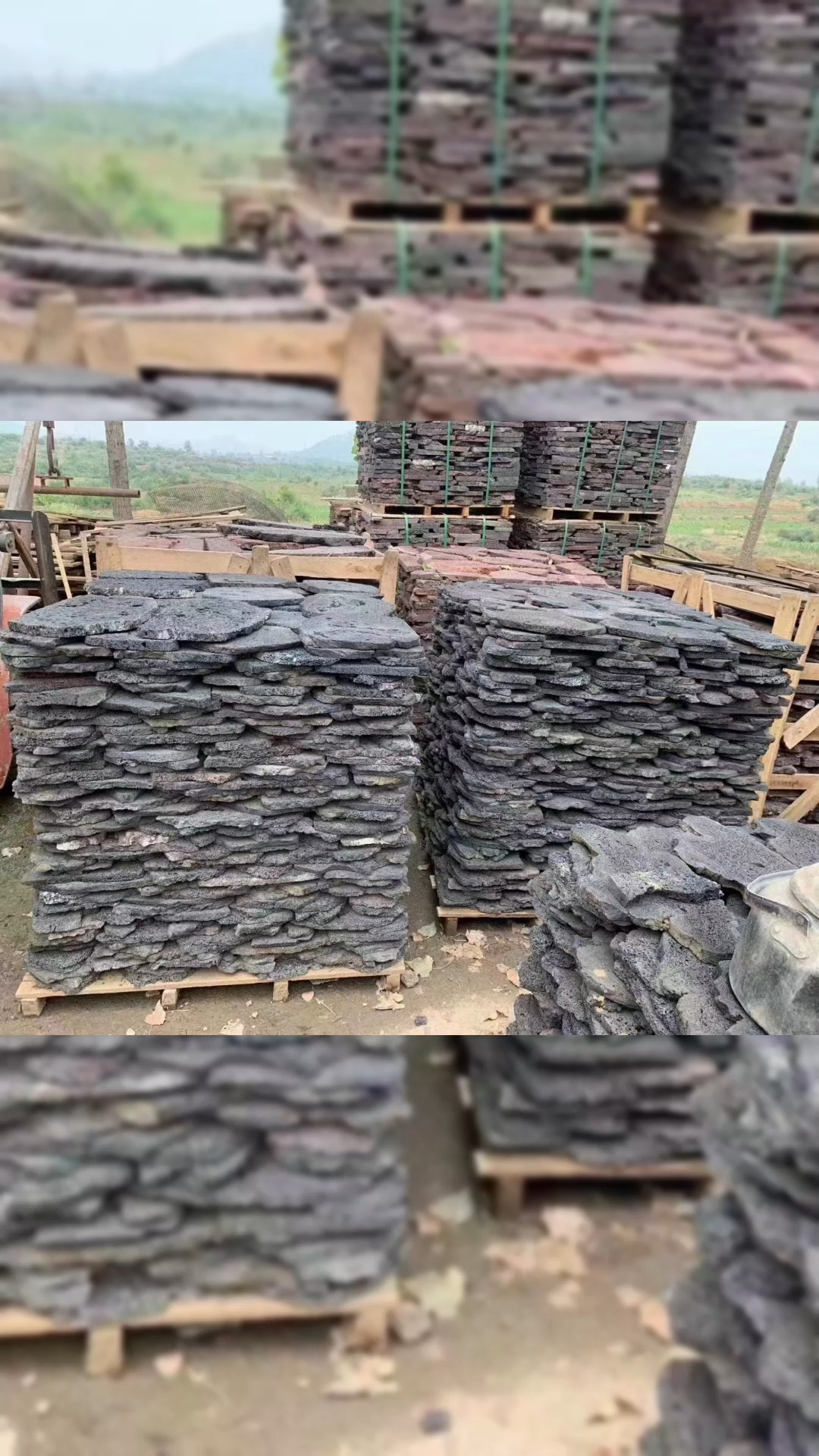 黑色火山岩碎拼 #火山岩 #火山石 #园林景观 #石材