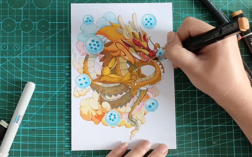 马克笔手绘奥拉星童年回忆七星神龙