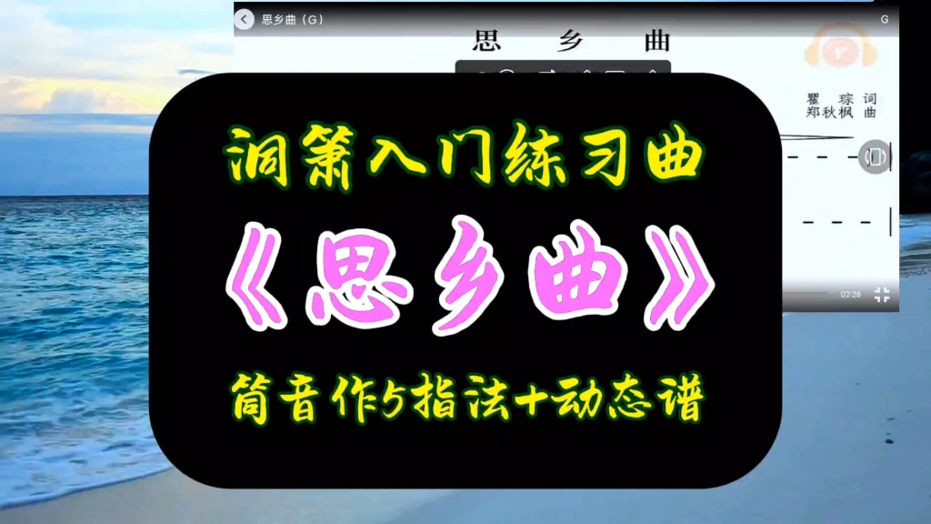 洞箫入门好学的歌曲《思乡曲》