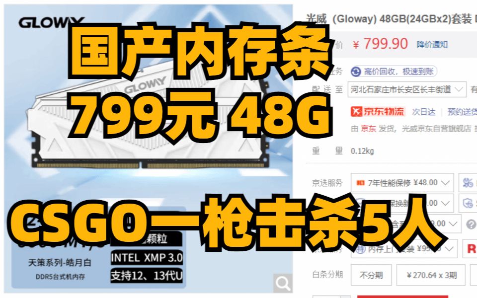 国产内存条799元 48G,CSGO一枪击杀5人,低价区XGP已无法叠加单机游戏热门视频