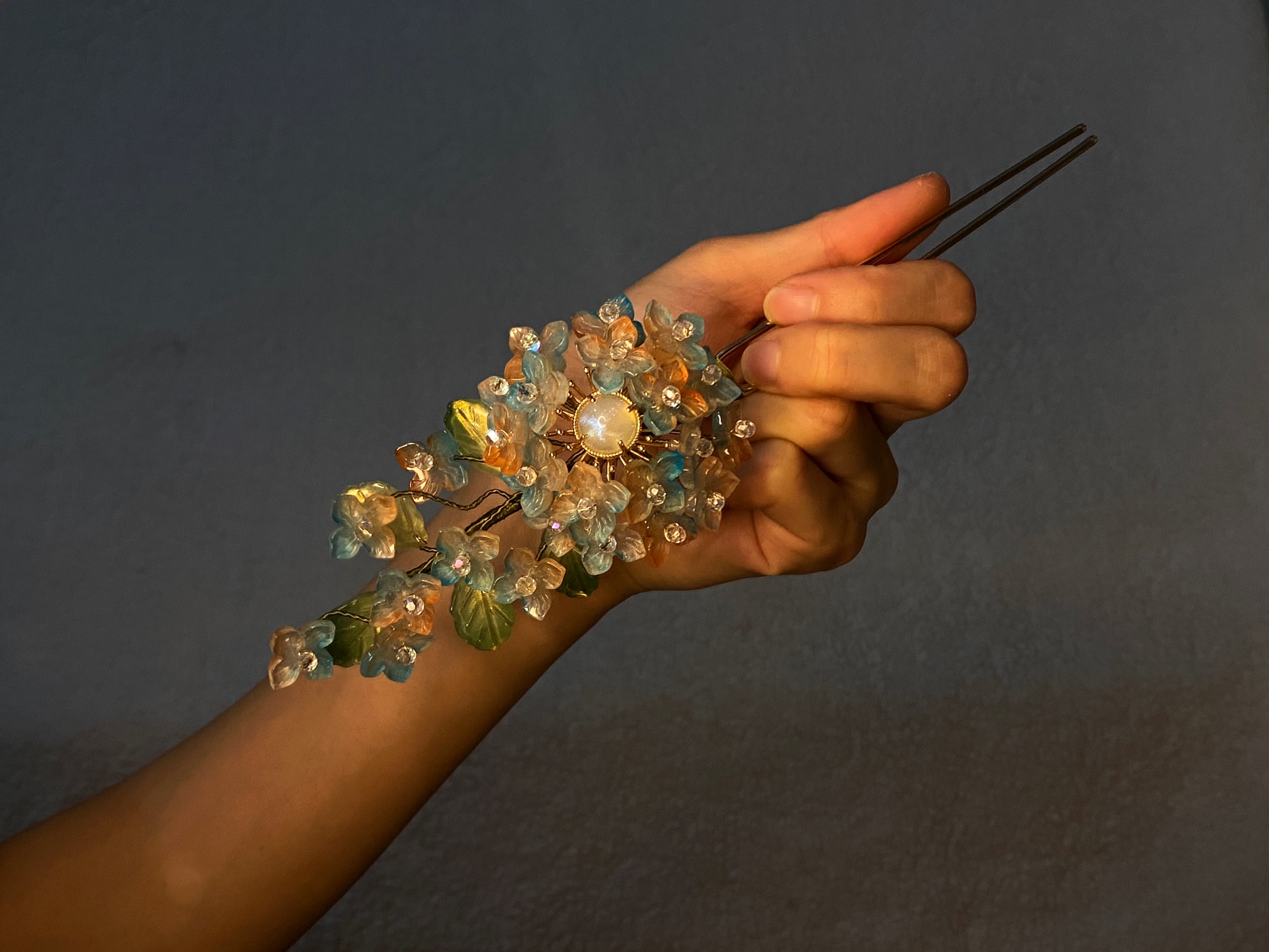 绣球花琉璃发簪