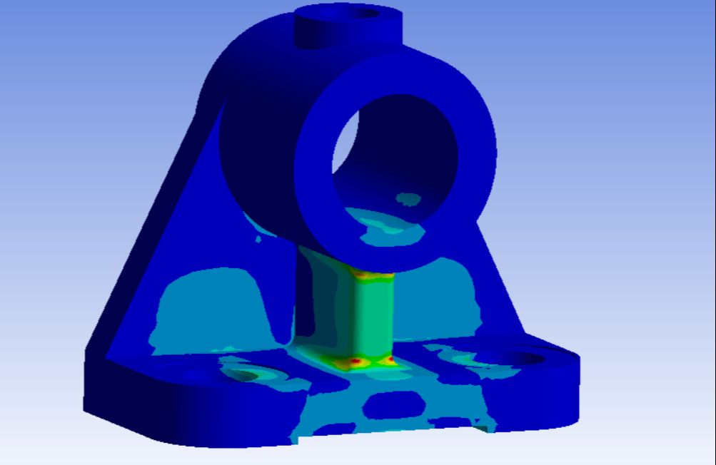 [图]Ansys Workbench，轴承座受力分析，步骤详细，仅供参考。