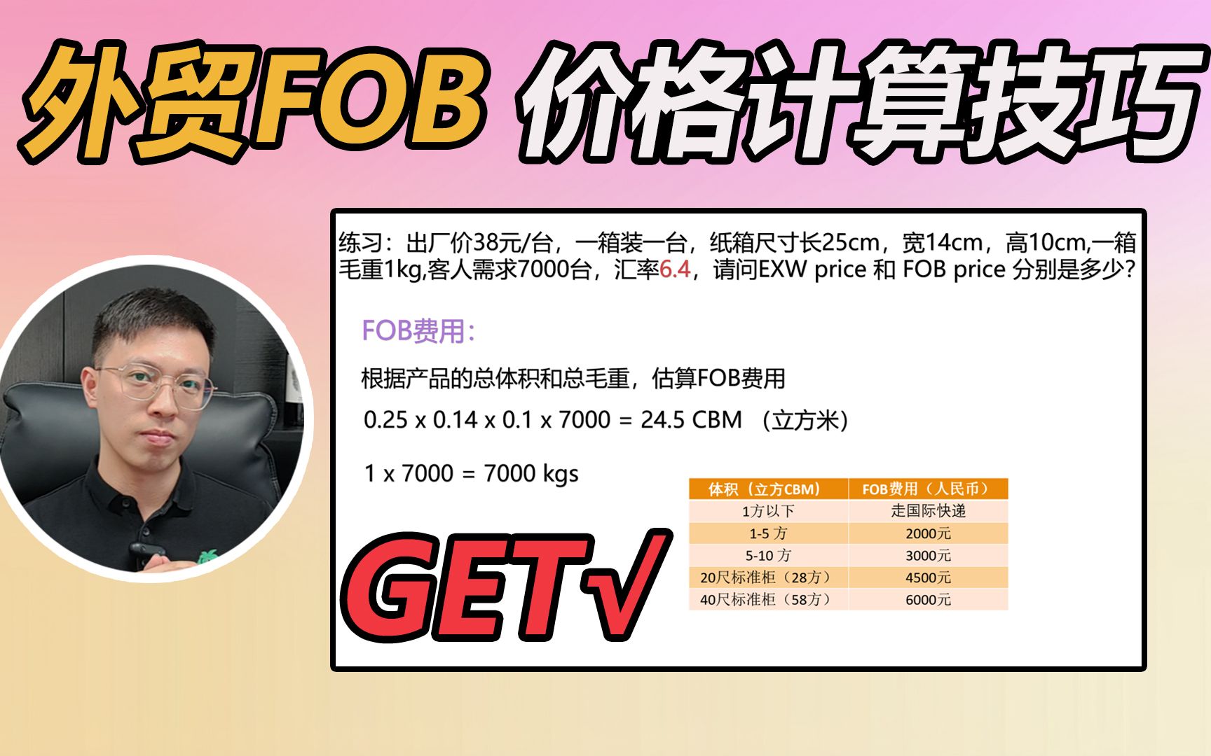 【私教课节选试看03】外贸FOB价格计算技巧哔哩哔哩bilibili