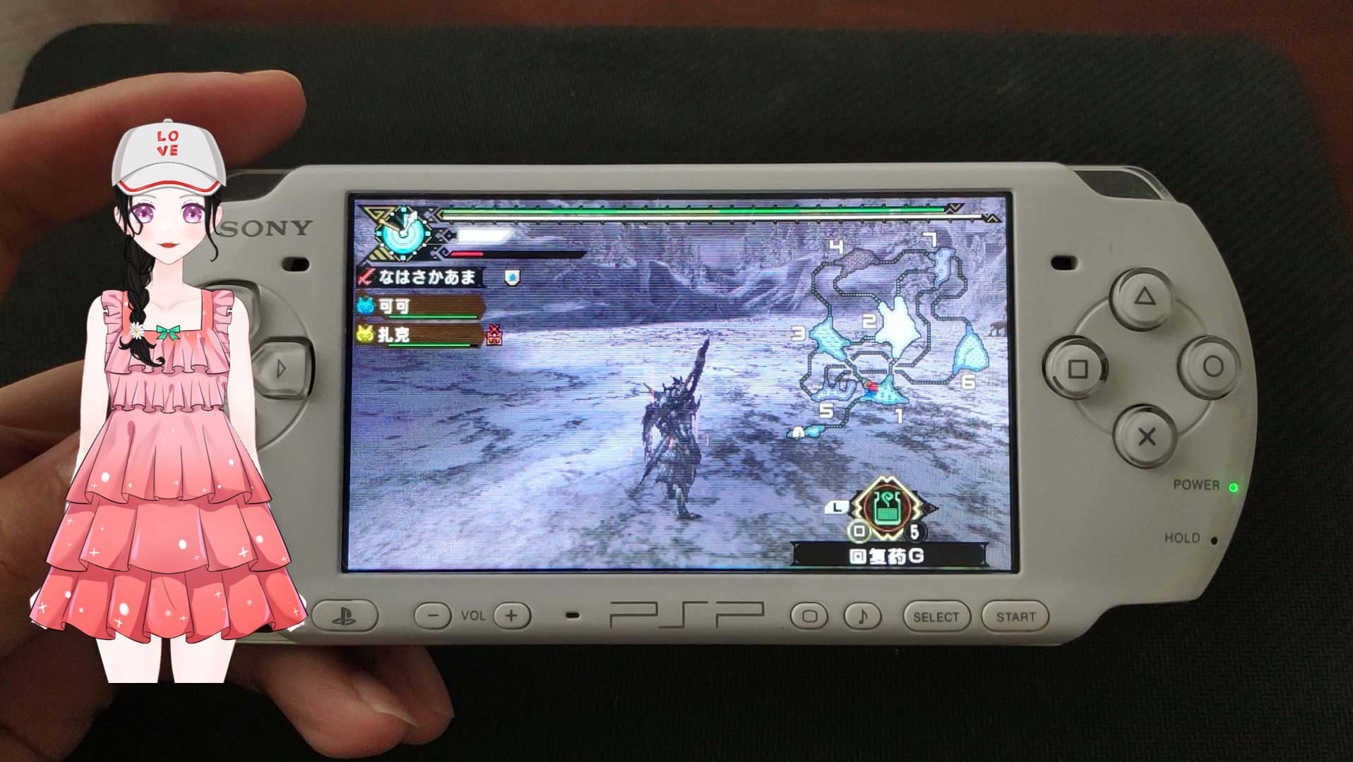 psp实机怪物猎人p3,狩猎上位风牙龙.