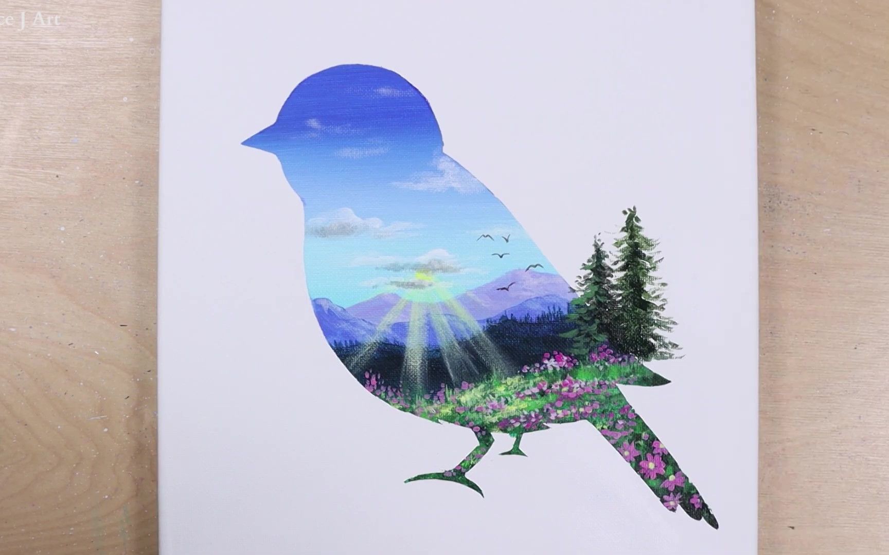 【丙烯画】鸟剪影艺术/初学者轻松的丙烯画/绘画教程