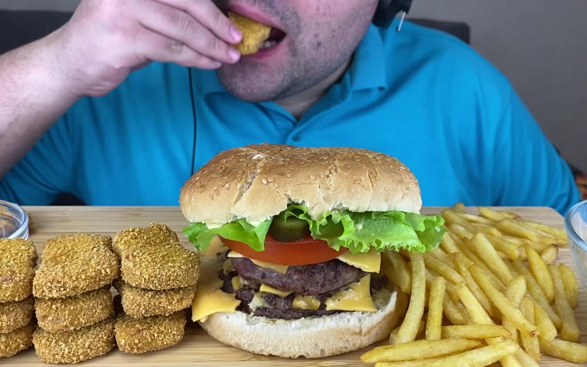 【russian】大叔自制三明治汉堡包no talking吃播_哔哩哔哩_bilibili