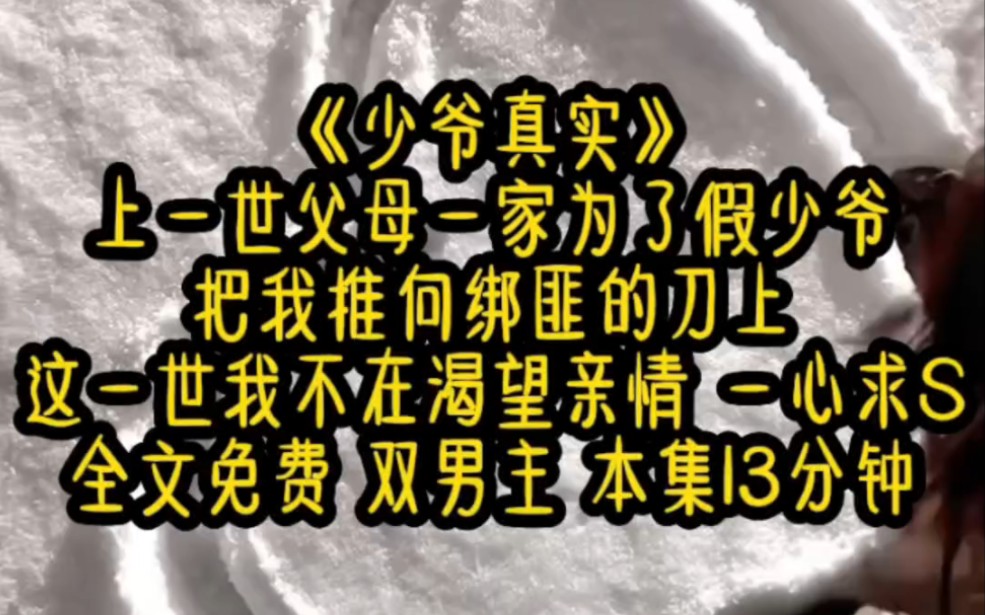 [图]《少爷真实》双男主13分钟 上一世父母一家为了假少爷，把我推向绑匪的刀上