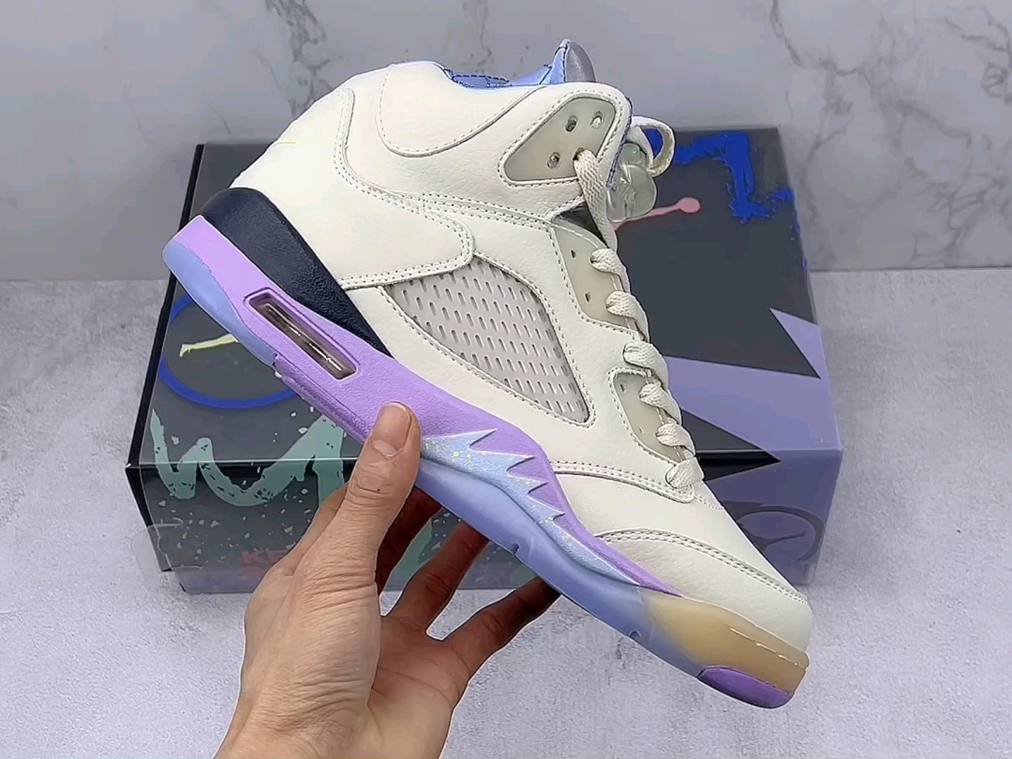 实拍视频纯原 aj5 乔5 棉花糖 air jordan 5 文化篮球鞋货号:dv4982