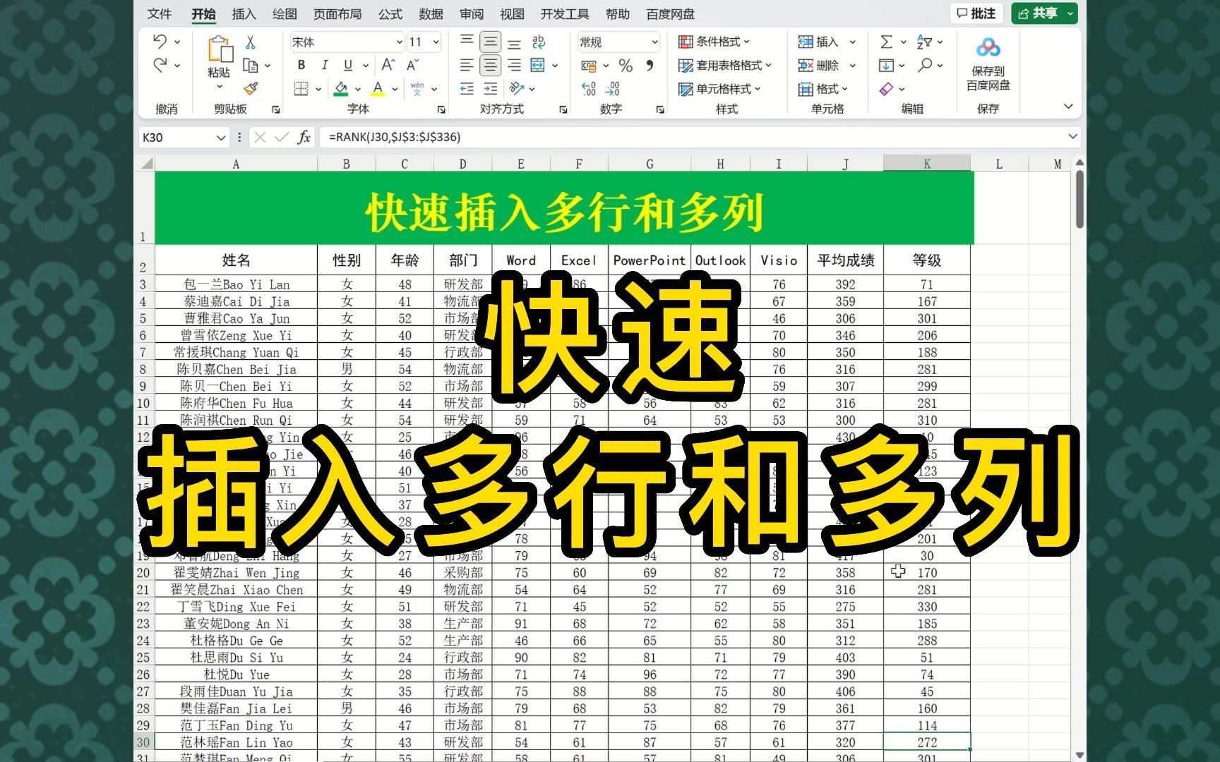 Excel表格:难道你还在一行一行的插入行列吗?学会这招,快速插入多行多列!