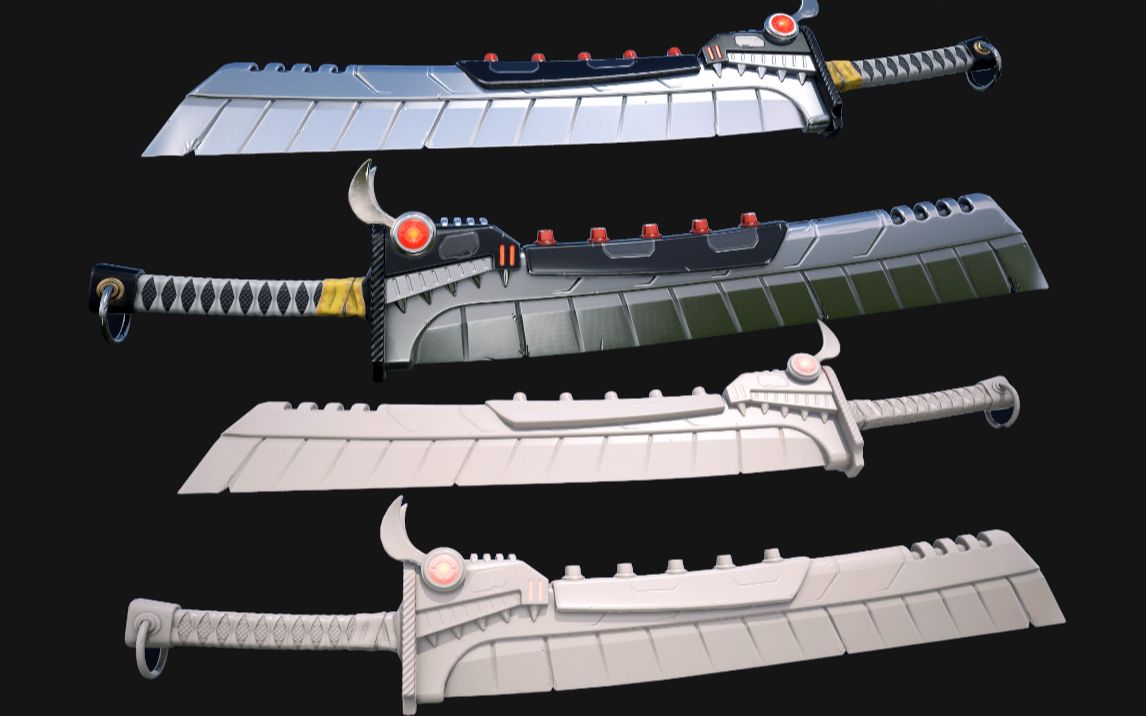 【3dmax建模】超走心案例!高精度武士刀建模材质全流程展示!