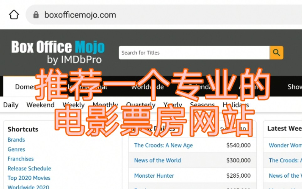 【坠落天空】给大家推荐一个国外的专业电影票房网站哔哩哔哩bilibili