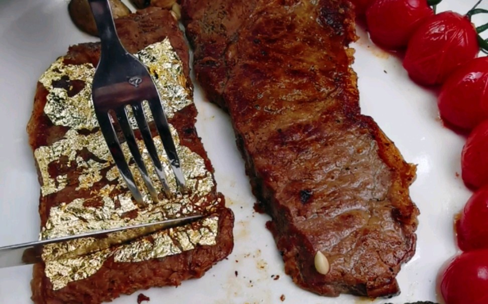 金箔牛排吃出了黄金的味道!