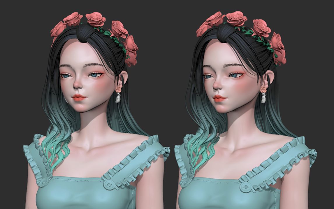 3d建模次世代美型女性角色雕刻,zbrush人物角色模型制作,次世代游戏