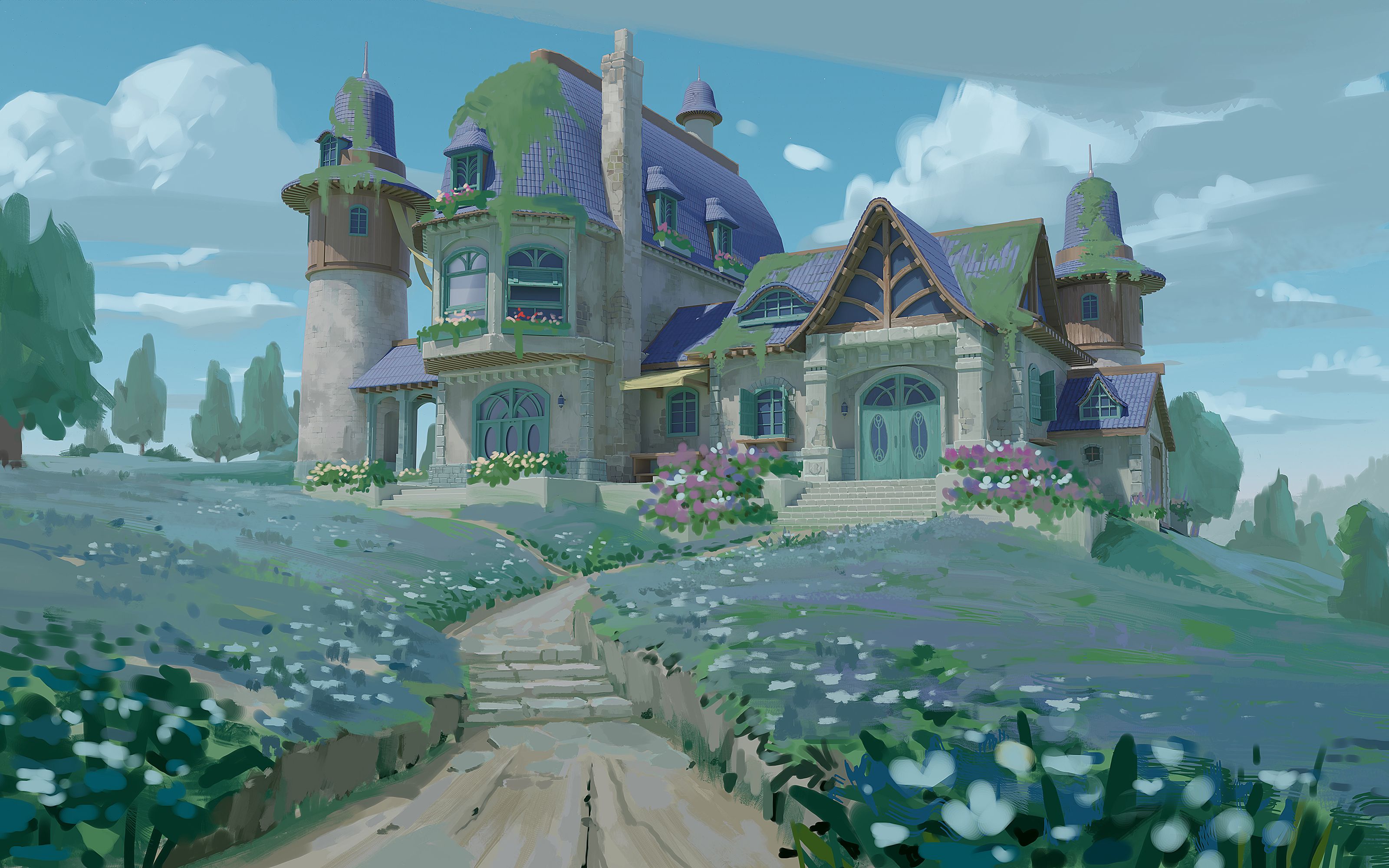 【游戏场景原画】单体建筑细化03