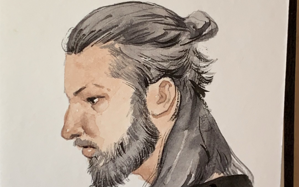 【手绘水彩】酷酷的侧面大叔手绘教程_哔哩哔哩 (゜-゜)つロ 干杯