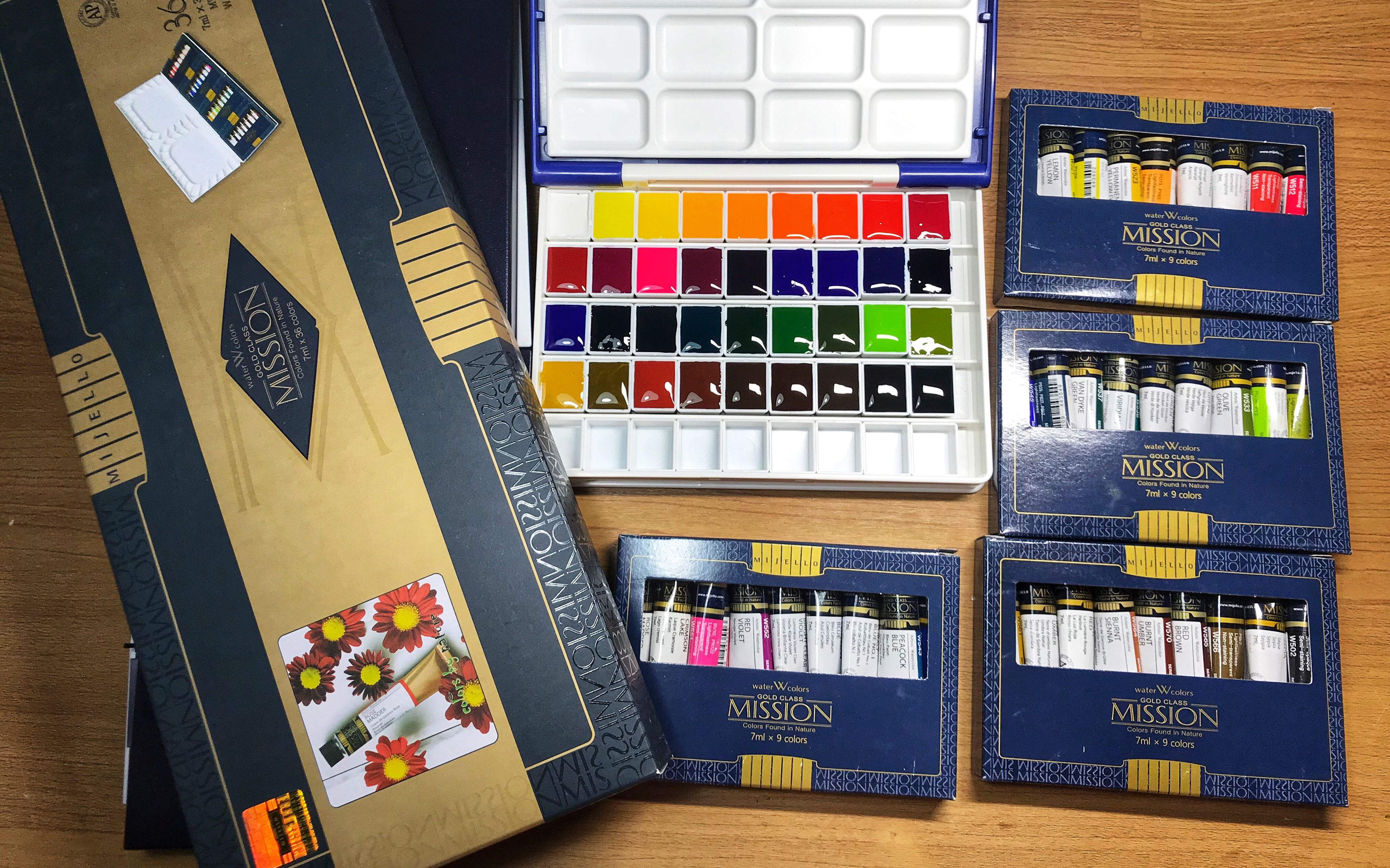 【开箱】美捷乐mijello36色水彩开箱 挤颜料 色卡