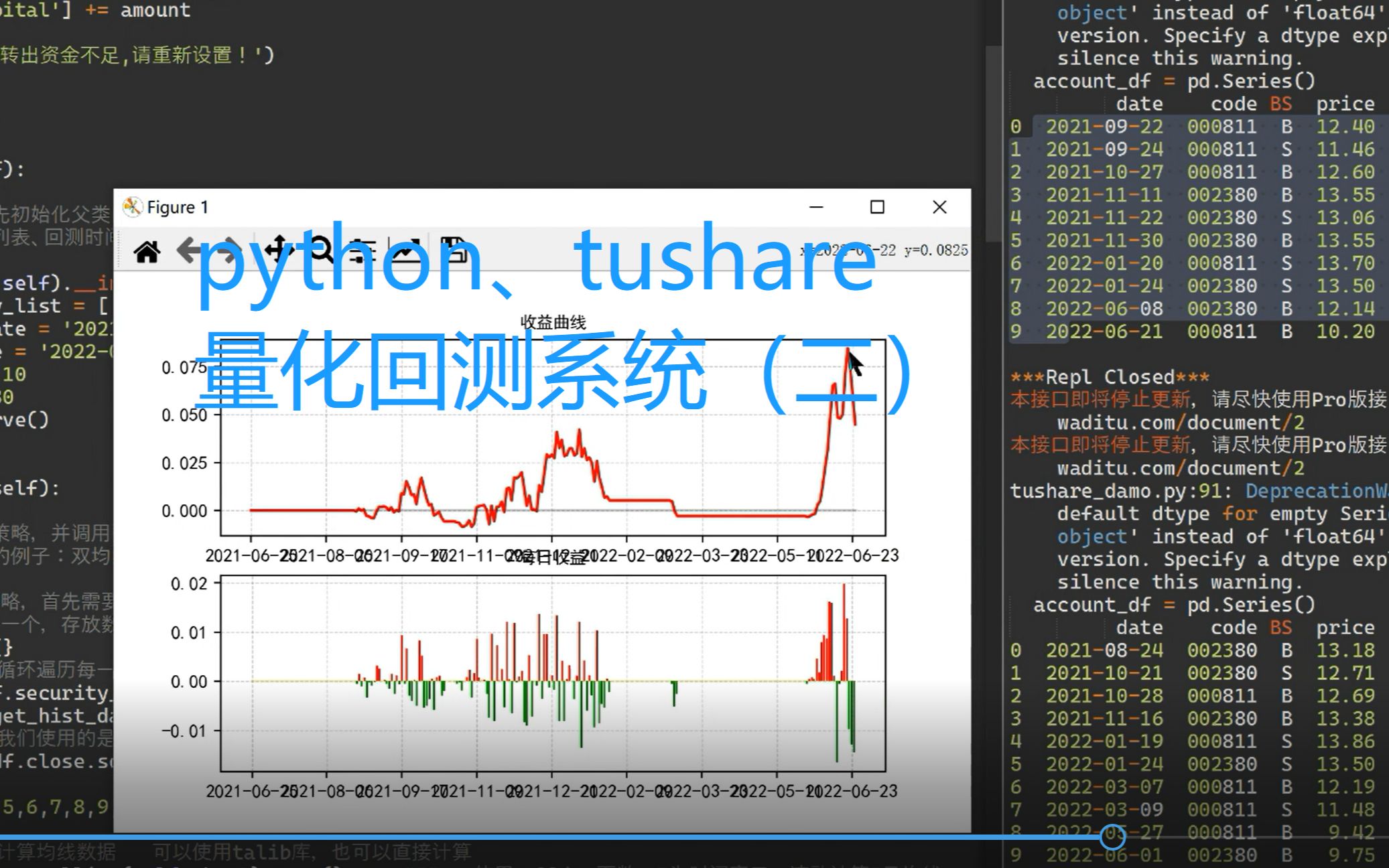 python、tushare建立量化回测系统(二)哔哩哔哩bilibili